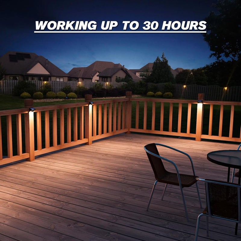 Aulanto 12 Pack Solar Fence Lights, IP65 Waterproof Outdoor Lights with Warm White and RGB Color Modes for Backyard, Garden, Wall, Deck, Stairs - Image 5